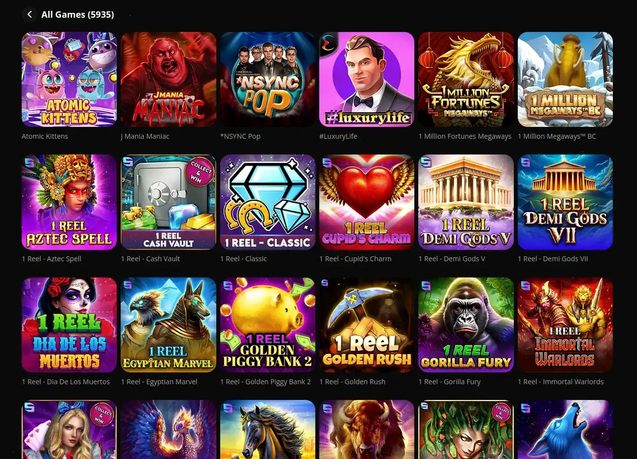 Interface de l'application mobile Million Casino sur smartphone